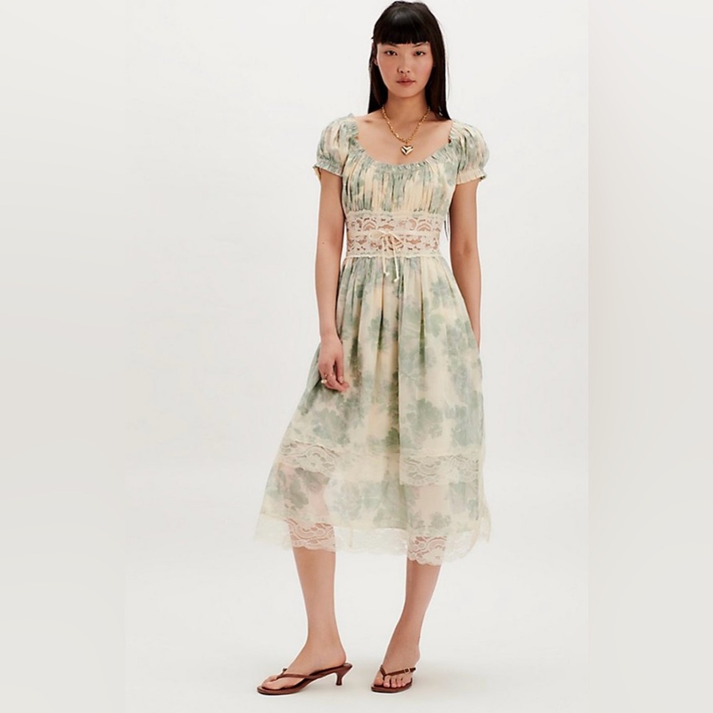 Free People honeysuckle printed midi Green Dress